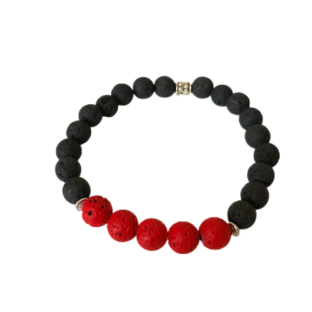 Bracelet pierres de lave "Thin Red Line"