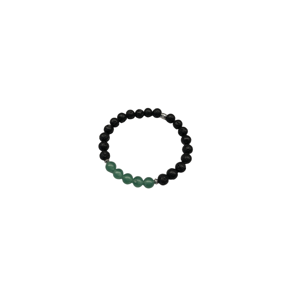 Bracelet pierres de lave Thin Green Line