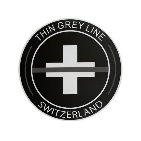 Aufkleber Round "Thin Grey Line Switzerland"