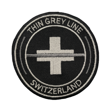 Rundes Cordura Abzeichen "Thin Grey Line Switzerland"