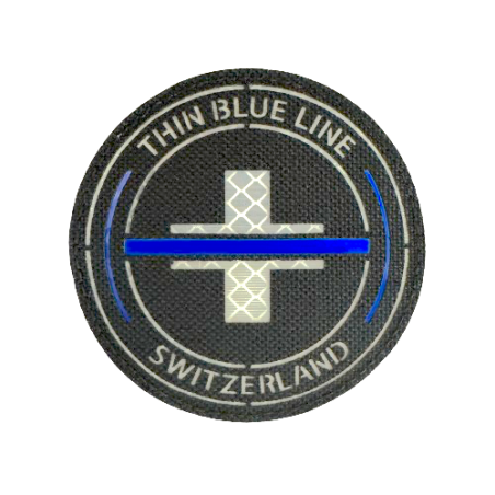 Rundes Abzeichen "Thin Blue Line Switzerland" - IR