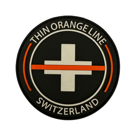 Badge rond PVC "Thin Orange Line Switzerland"