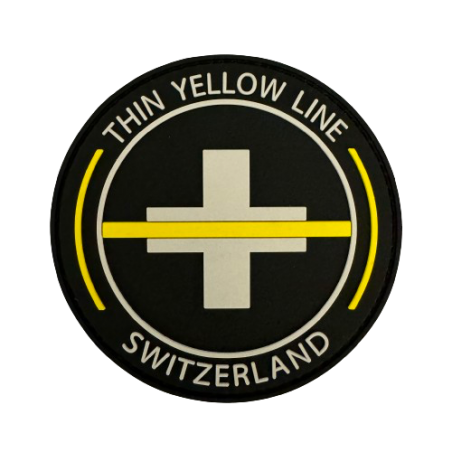 Badge rond PVC "Thin Yellow Line Switzerland"
