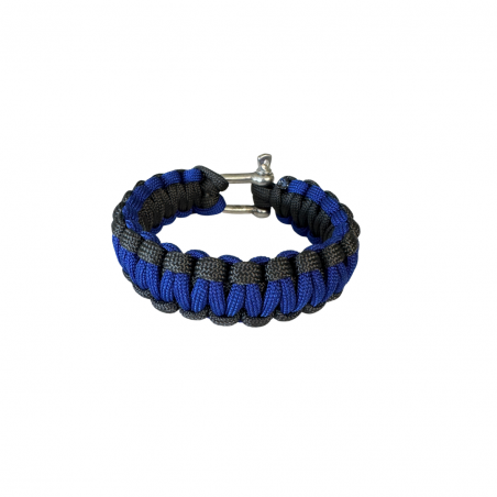 Bracelet paracord Cobra manille "Thin Blue Line"