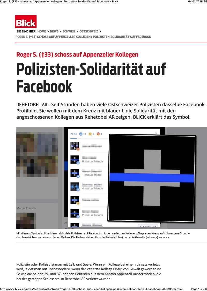 Polizisten-Solidarität auf Facebook